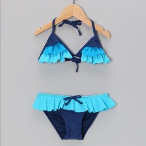 Envya Ruffled Blue Bikini TOP ONLY Girls Size 12